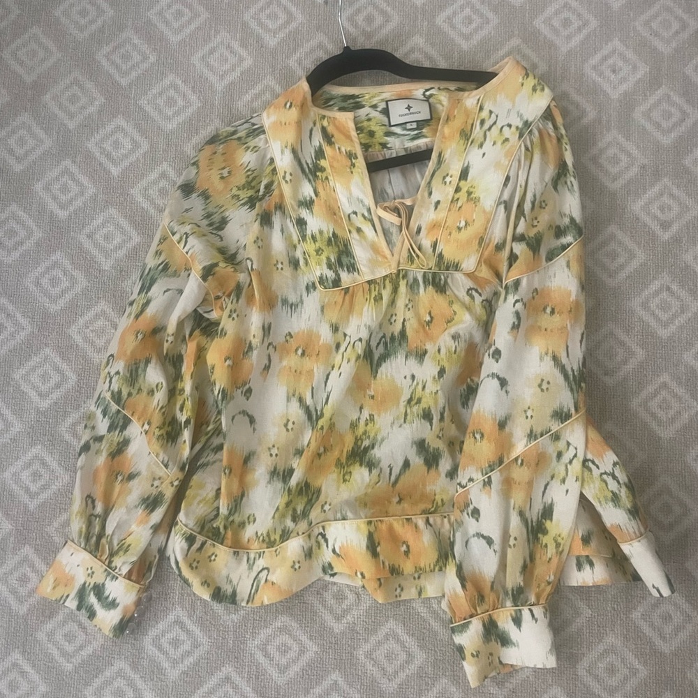 Tuckernuck Sun showers Francis tie blouse size L
